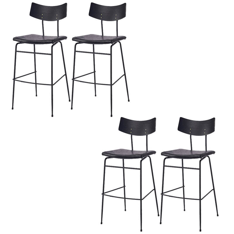 Industrial Upholstered Indoor Low Back Bar Stool with Metal Base