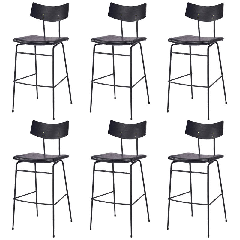 Industrial Upholstered Indoor Low Back Bar Stool with Metal Base