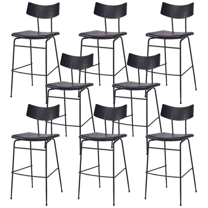Industrial Upholstered Indoor Low Back Bar Stool with Metal Base