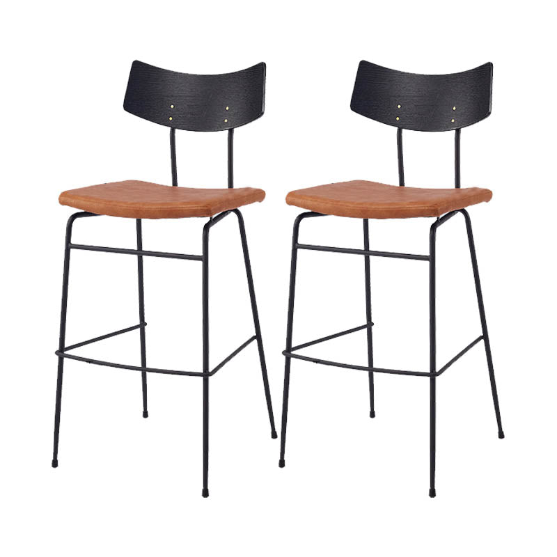 Industrial Upholstered Indoor Low Back Bar Stool with Metal Base