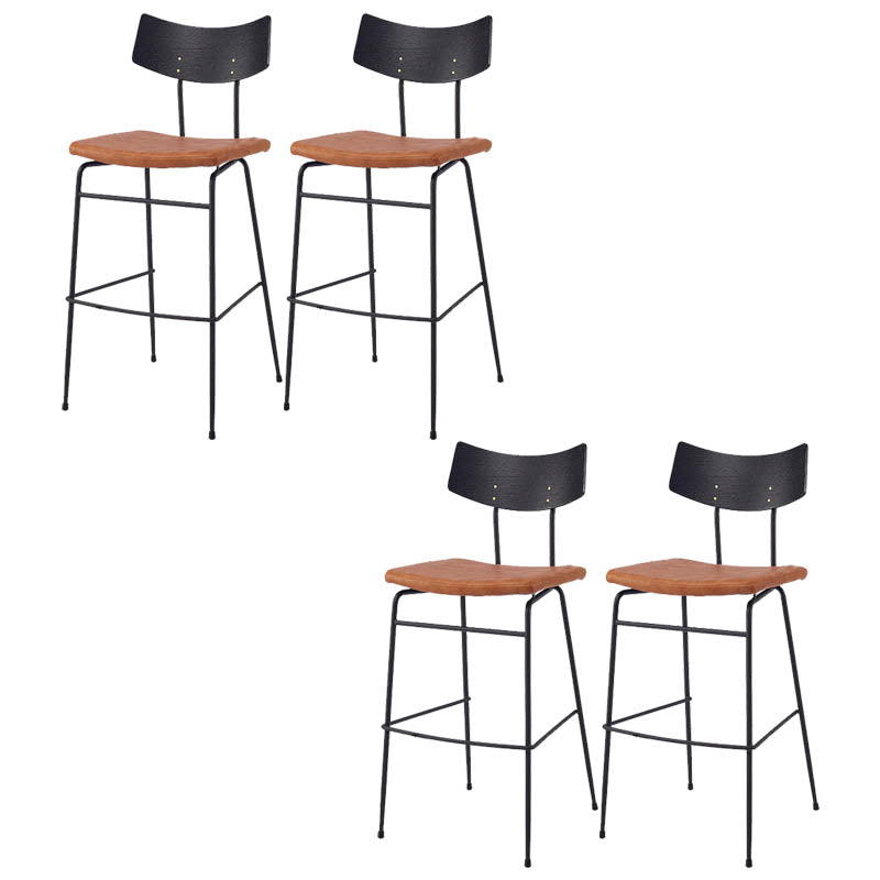 Industrial Upholstered Indoor Low Back Bar Stool with Metal Base