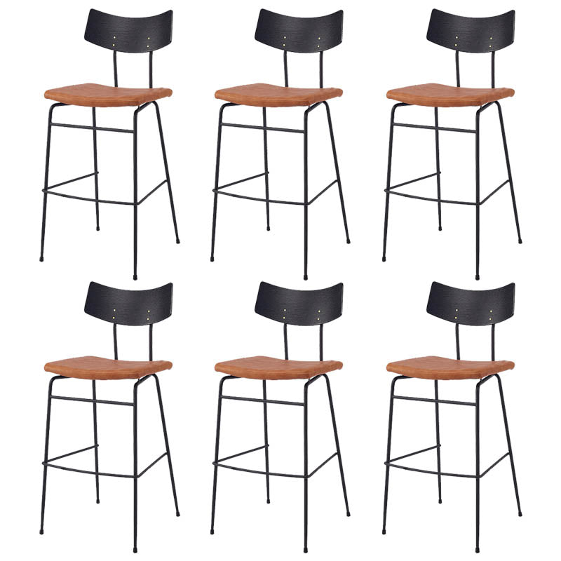 Industrial Upholstered Indoor Low Back Bar Stool with Metal Base