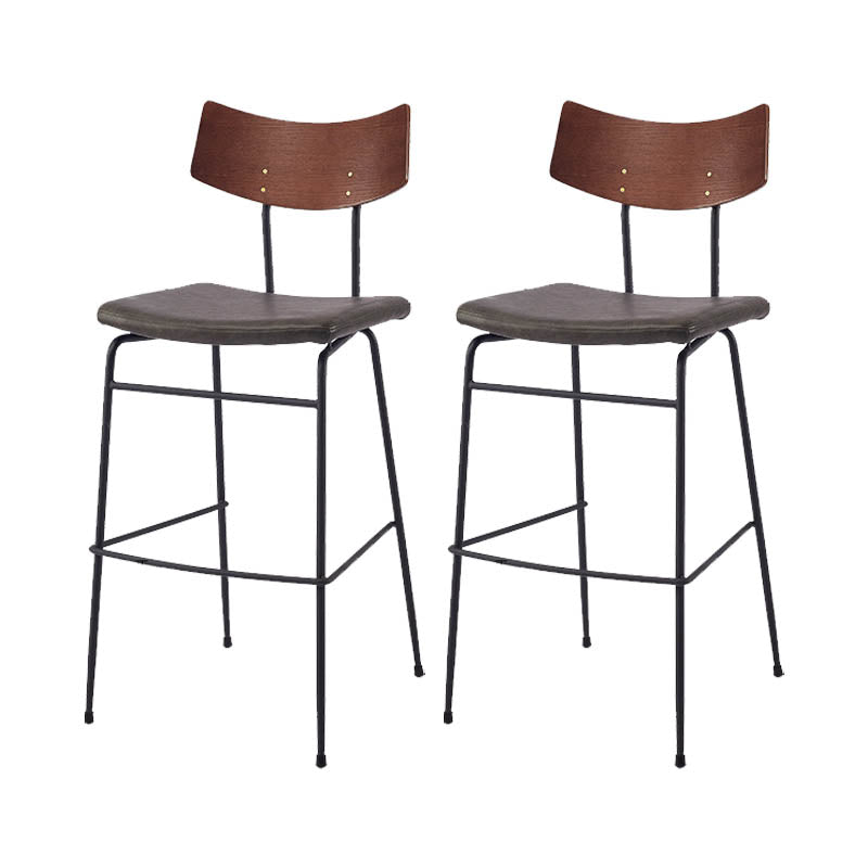 Industrial Upholstered Indoor Low Back Bar Stool with Metal Base