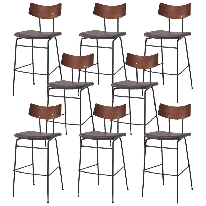 Industrial Upholstered Indoor Low Back Bar Stool with Metal Base