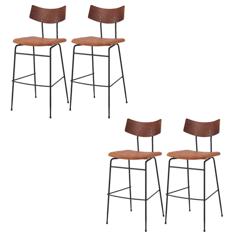 Industrial Upholstered Indoor Low Back Bar Stool with Metal Base