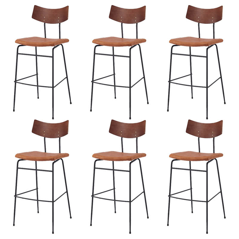 Industrial Upholstered Indoor Low Back Bar Stool with Metal Base