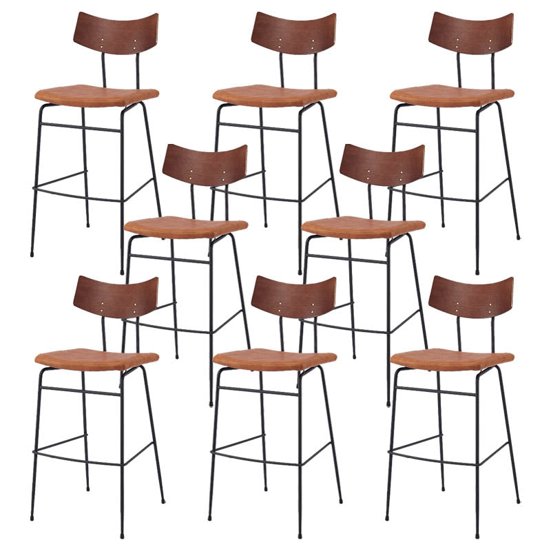 Industrial Upholstered Indoor Low Back Bar Stool with Metal Base