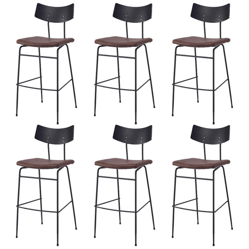 Industrial Upholstered Indoor Low Back Bar Stool with Metal Base