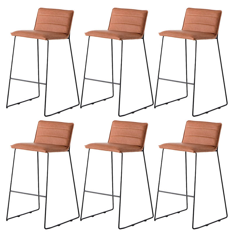Modern Style Backrest Counter Stool with Cushion and Metal Base