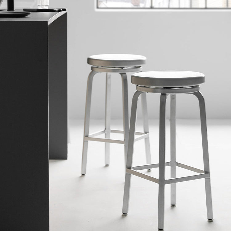 Contemporary Backless Metal Counter Stool with 4 Legs for Dining Room