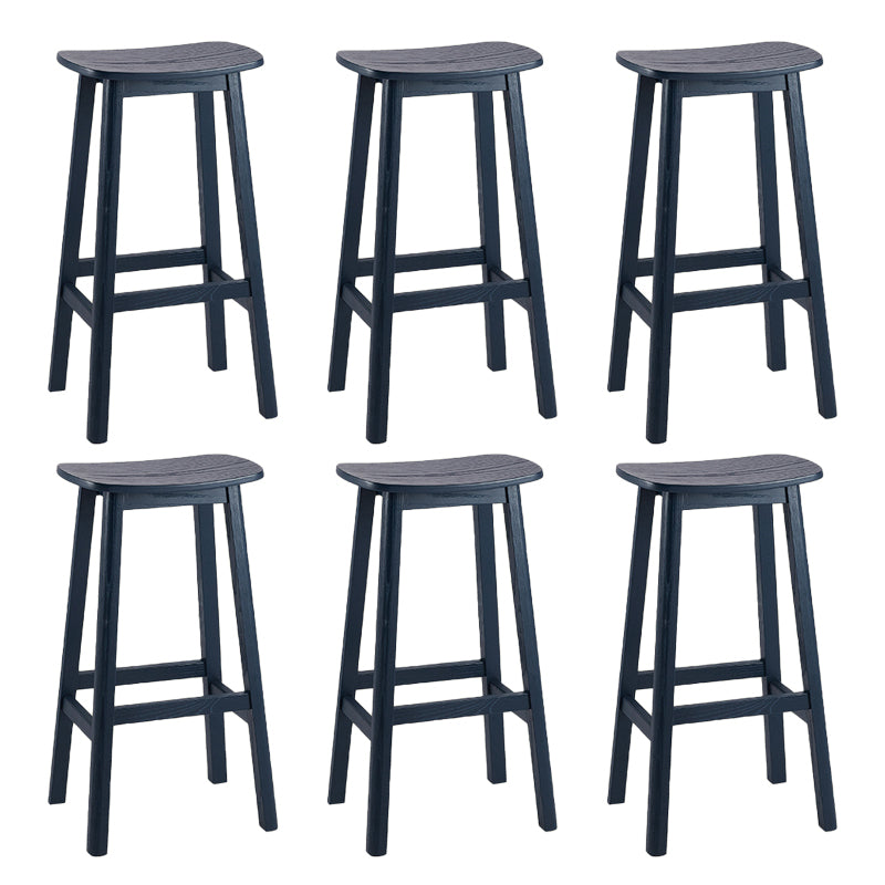 Contemporary Ash Wood Contoured Seat Indoor Armless Bar Stools