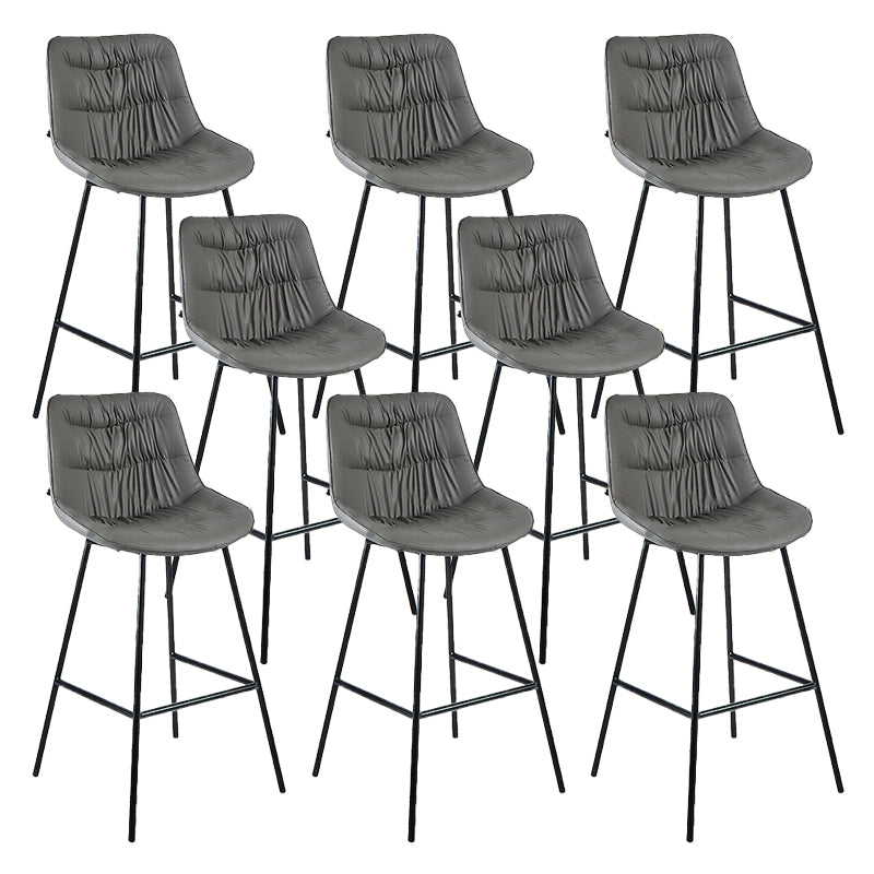 Contemporary PU Upholstery Low Back Bar Stools with Metal Legs