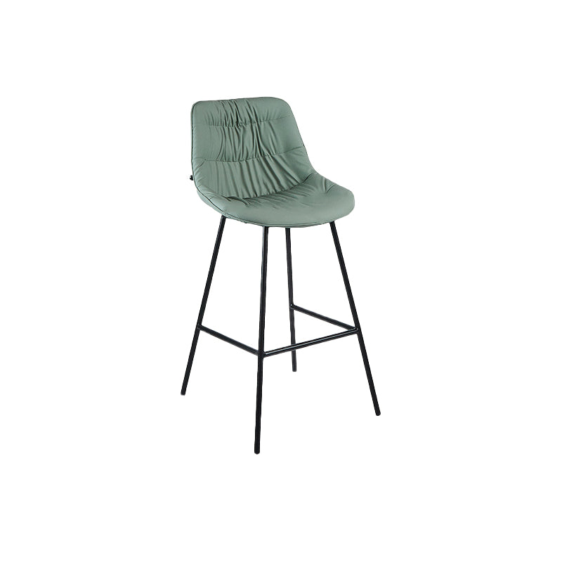 Contemporary PU Upholstery Low Back Bar Stools with Metal Legs