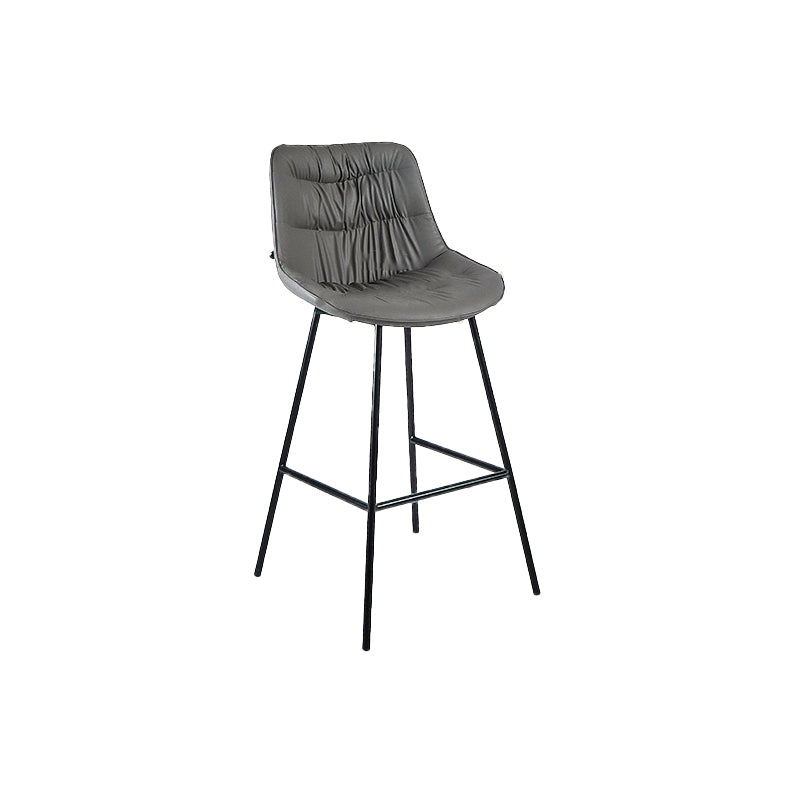 Contemporary PU Upholstery Low Back Bar Stools with Metal Legs