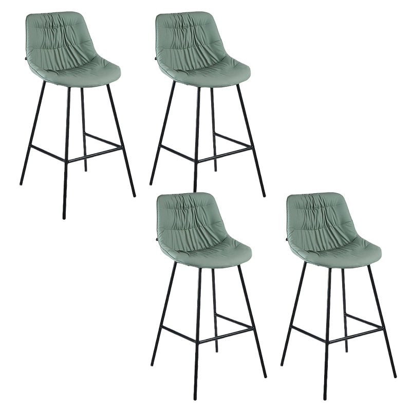 Contemporary PU Upholstery Low Back Bar Stools with Metal Legs