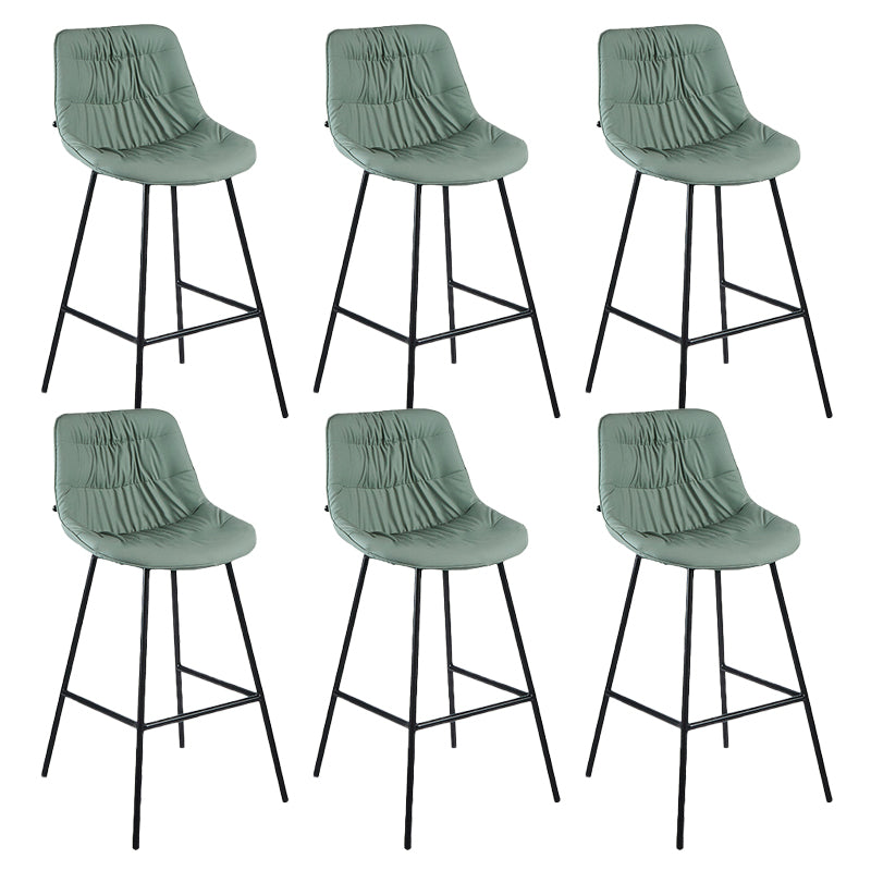 Contemporary PU Upholstery Low Back Bar Stools with Metal Legs