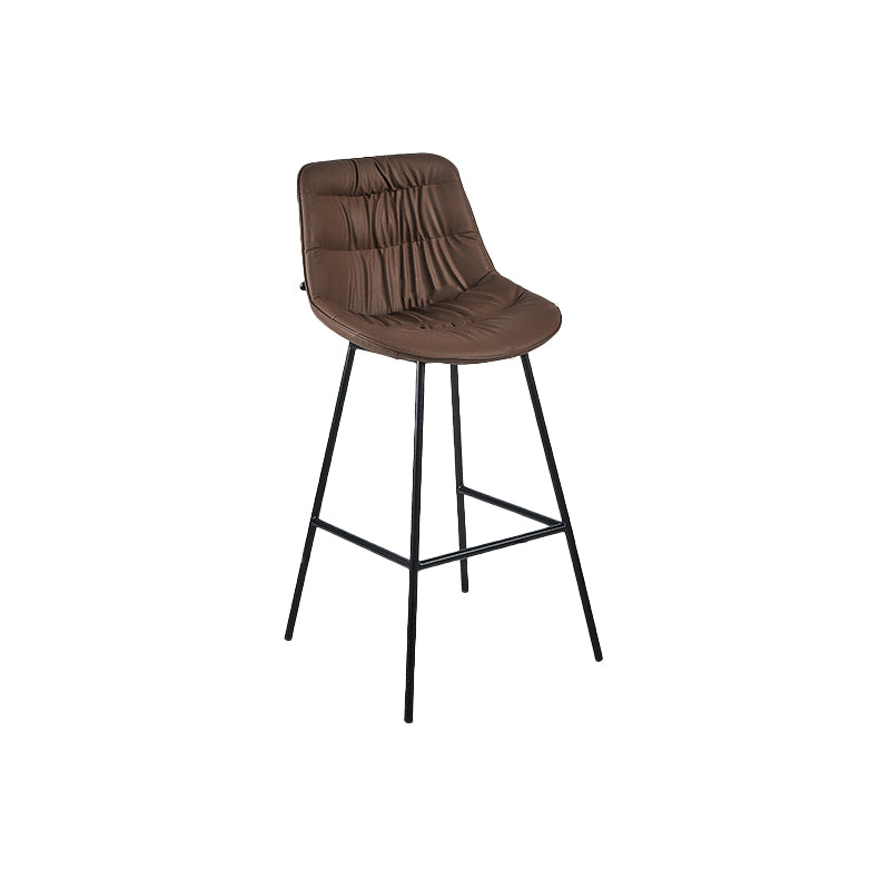 Contemporary PU Upholstery Low Back Bar Stools with Metal Legs