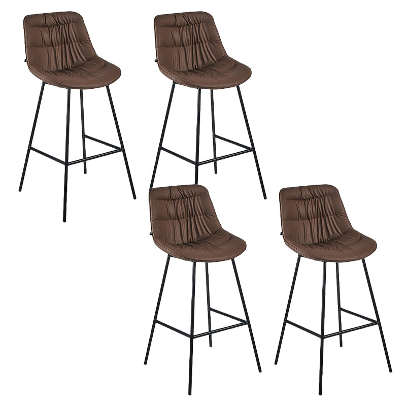 Contemporary PU Upholstery Low Back Bar Stools with Metal Legs