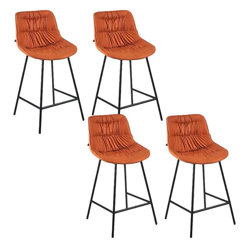 Contemporary PU Upholstery Low Back Bar Stools with Metal Legs