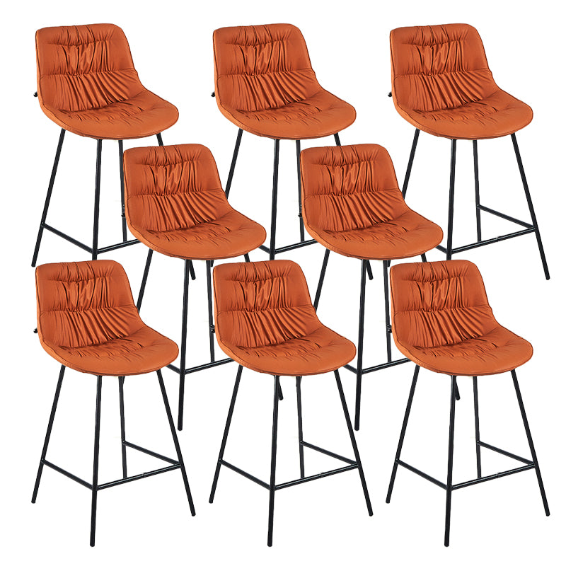 Contemporary PU Upholstery Low Back Bar Stools with Metal Legs