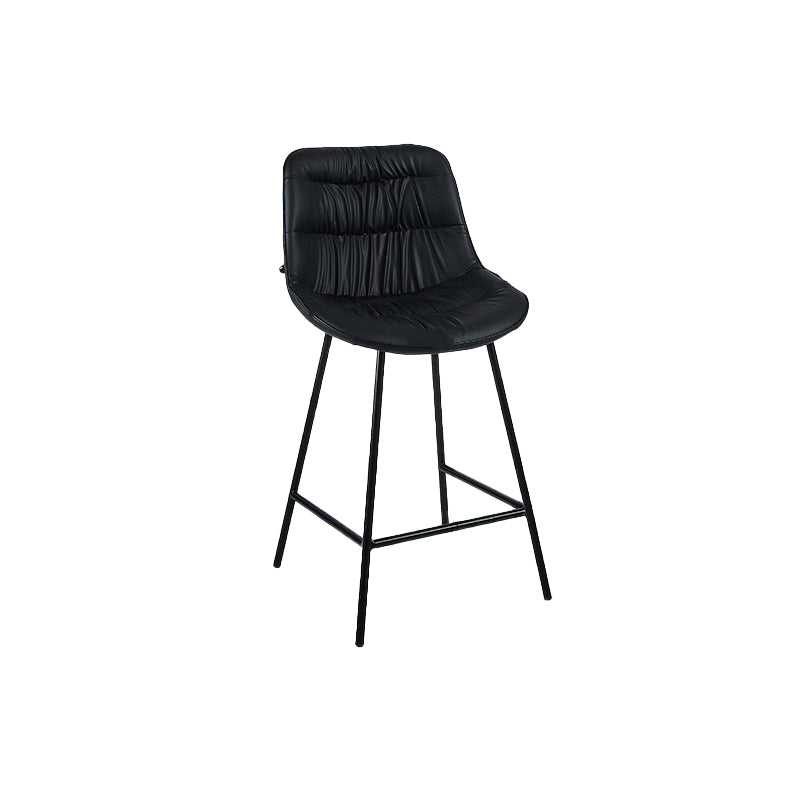 Contemporary PU Upholstery Low Back Bar Stools with Metal Legs