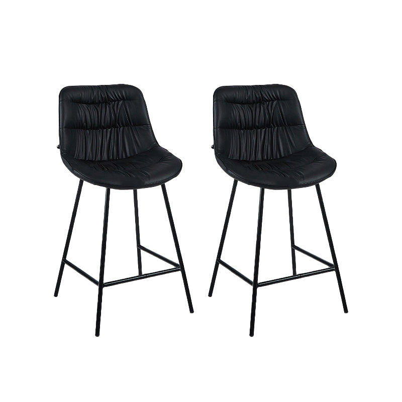 Contemporary PU Upholstery Low Back Bar Stools with Metal Legs