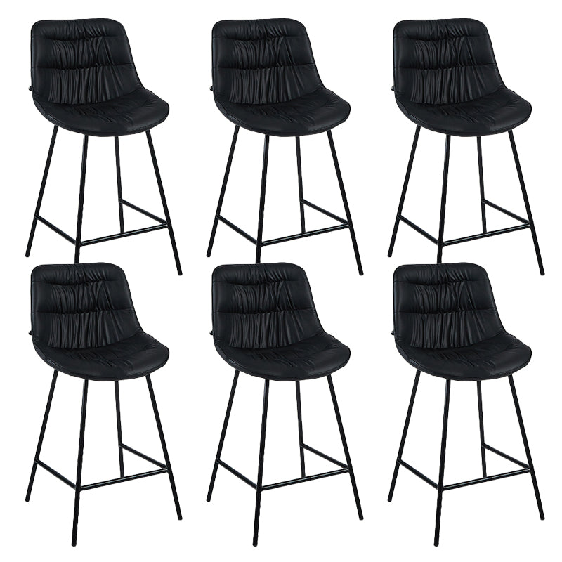 Contemporary PU Upholstery Low Back Bar Stools with Metal Legs