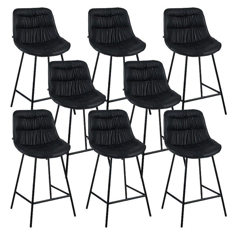 Contemporary PU Upholstery Low Back Bar Stools with Metal Legs
