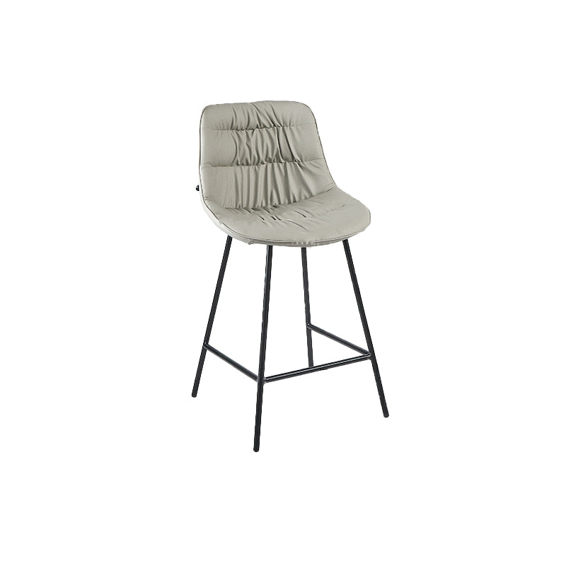 Contemporary PU Upholstery Low Back Bar Stools with Metal Legs