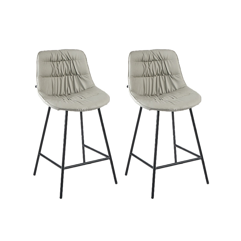 Contemporary PU Upholstery Low Back Bar Stools with Metal Legs