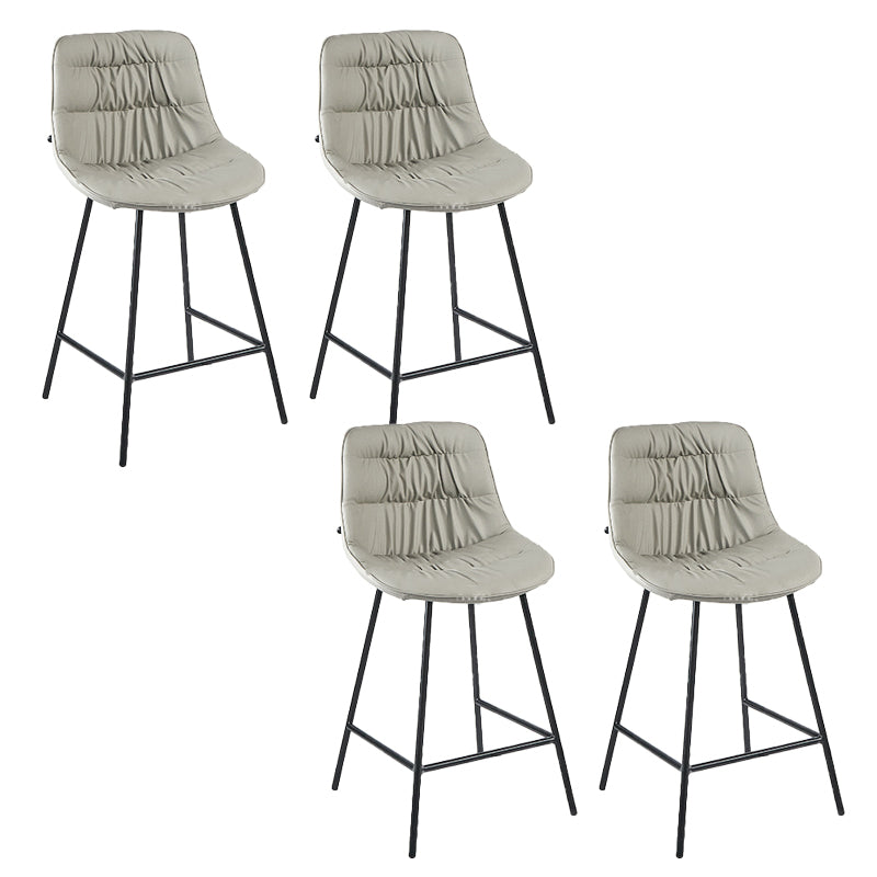 Contemporary PU Upholstery Low Back Bar Stools with Metal Legs