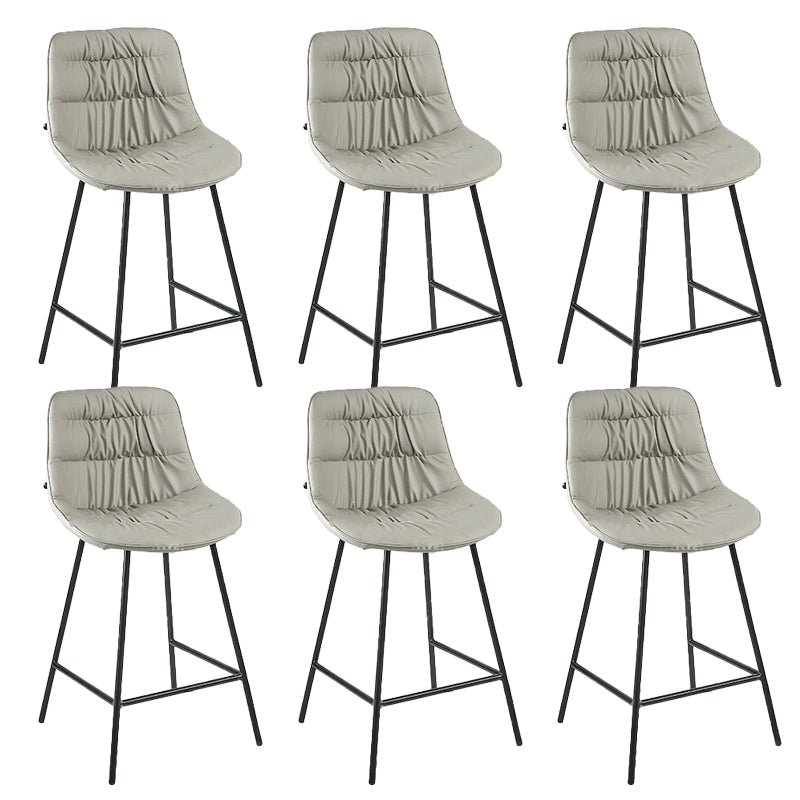 Contemporary PU Upholstery Low Back Bar Stools with Metal Legs