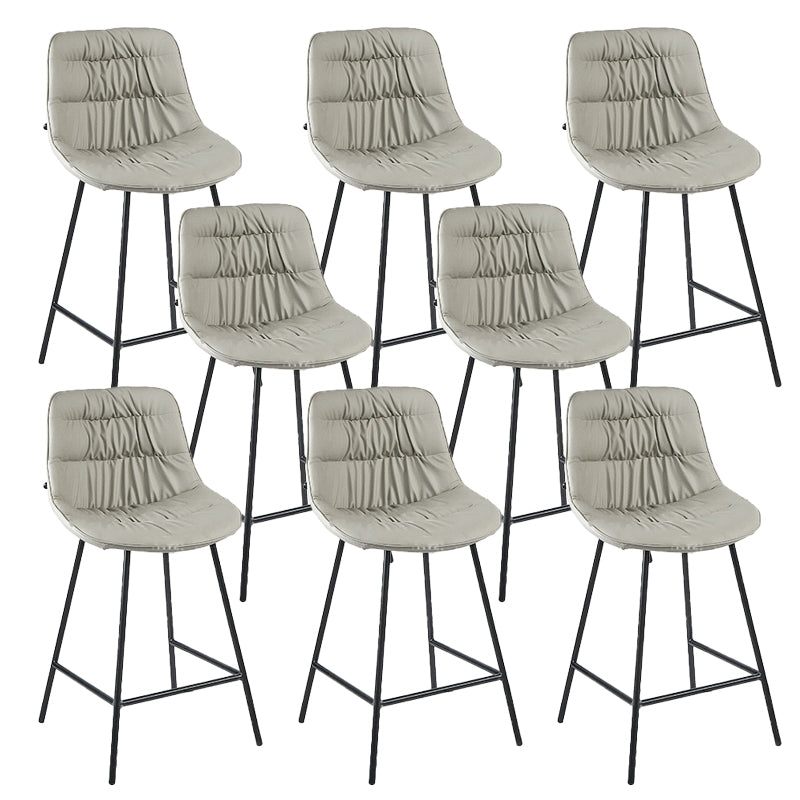 Contemporary PU Upholstery Low Back Bar Stools with Metal Legs