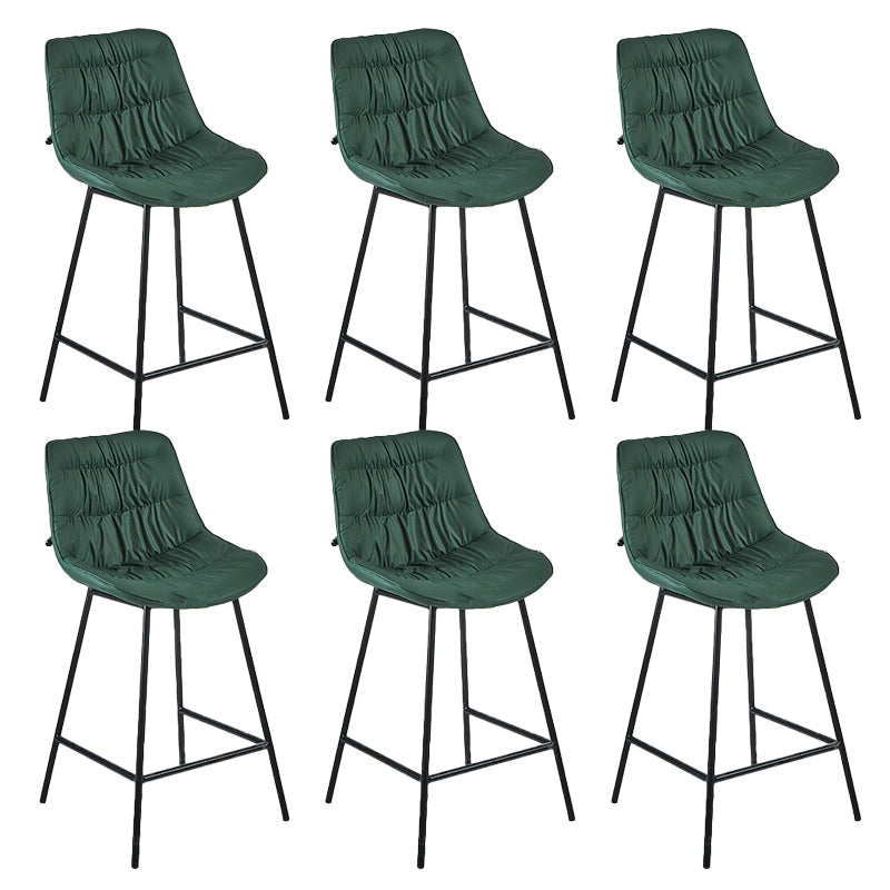 Contemporary PU Upholstery Low Back Bar Stools with Metal Legs