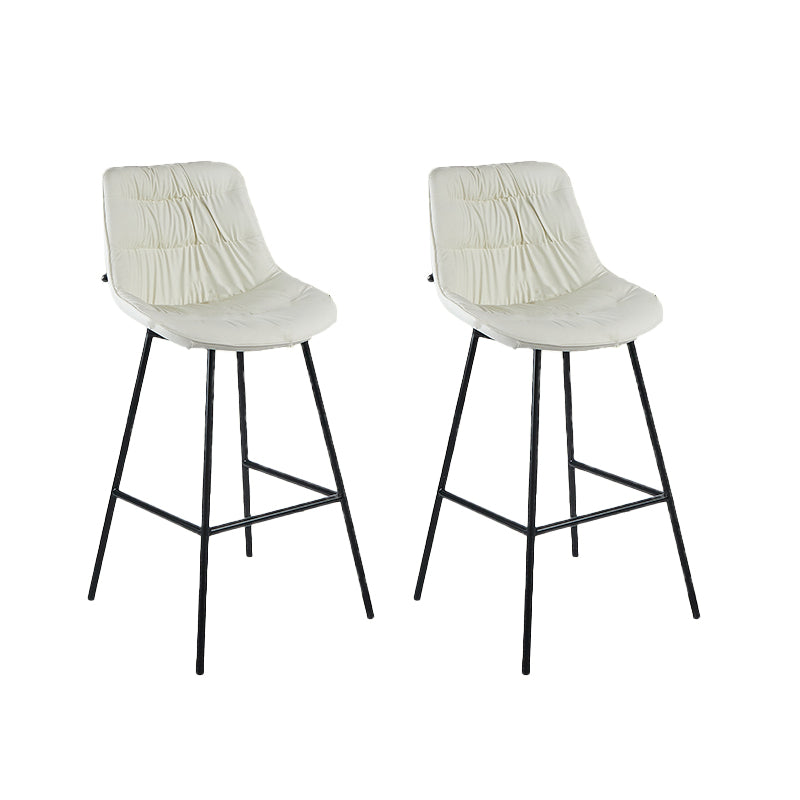 Contemporary PU Upholstery Low Back Bar Stools with Metal Legs