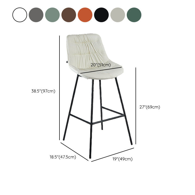 Contemporary PU Upholstery Low Back Bar Stools with Metal Legs