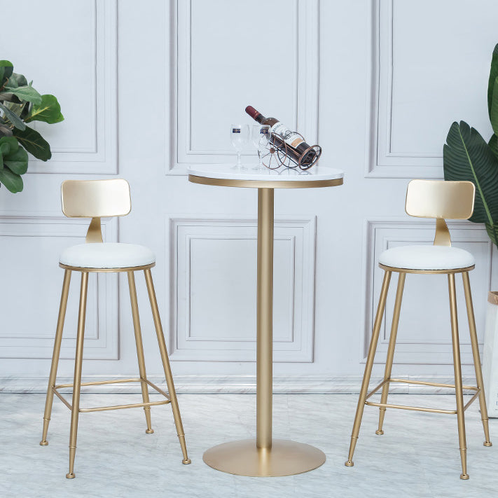 1/3 Pieces Glam Round Wood and Metal Bar Stool and Table Set