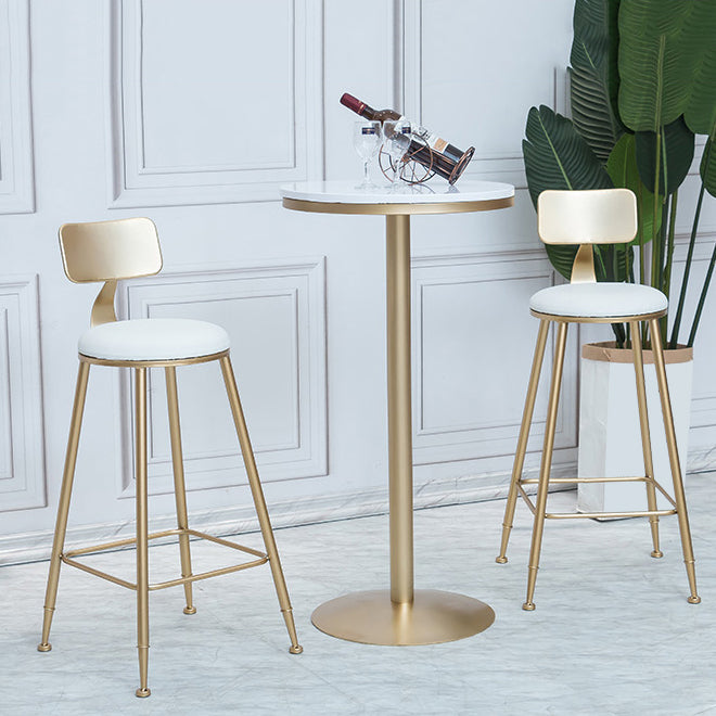 1/3 Pieces Glam Round Wood and Metal Bar Stool and Table Set