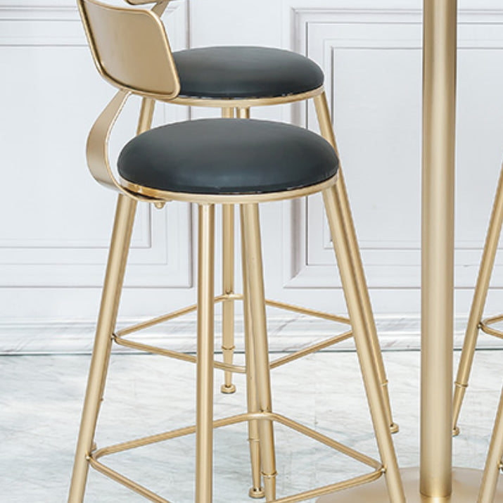 1/3 Pieces Glam Round Wood and Metal Bar Stool and Table Set