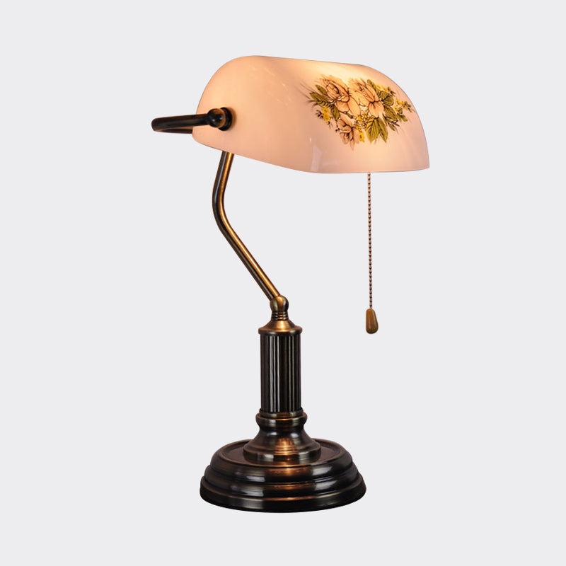 Lampada da notte a mezzo cilindro in vetro modellato Illuminazione da tavolo da soggiorno vintage a 1 testa in ottone con catenella