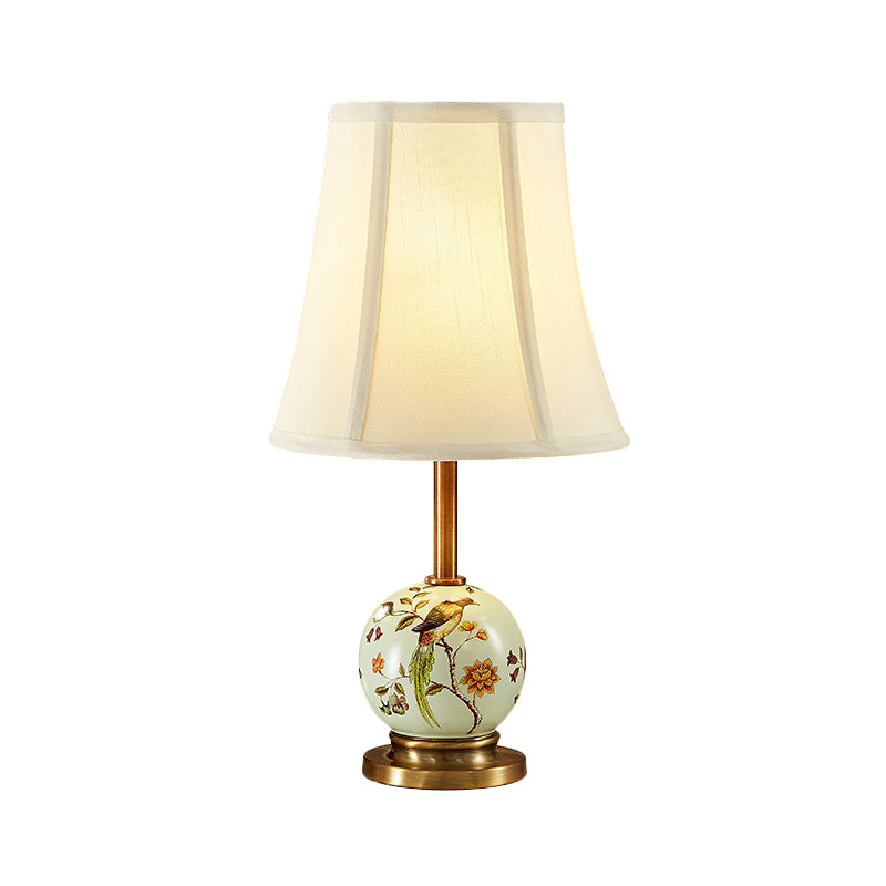 Keramisch Chinees schilderbakje tafel licht pastoraal 1 lamp zitkamer nachtlampje met wijd uitlopende stof schaduw