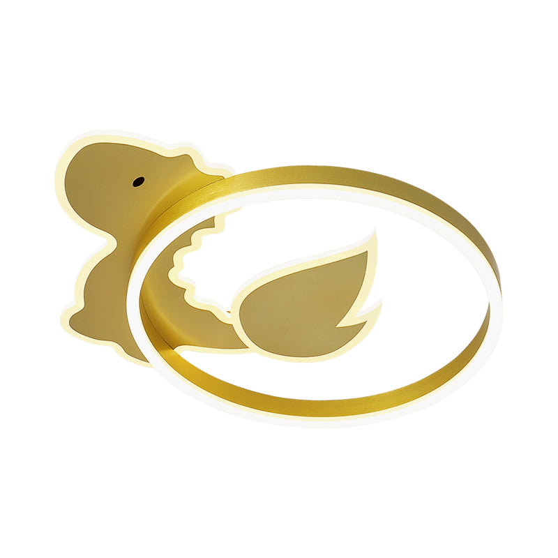 Dinosaur LED Flush Mount Ceiling Fixture Cartoon Acrylic Gold Flush Mounted Lamp in Warm/White Light for Baby Room