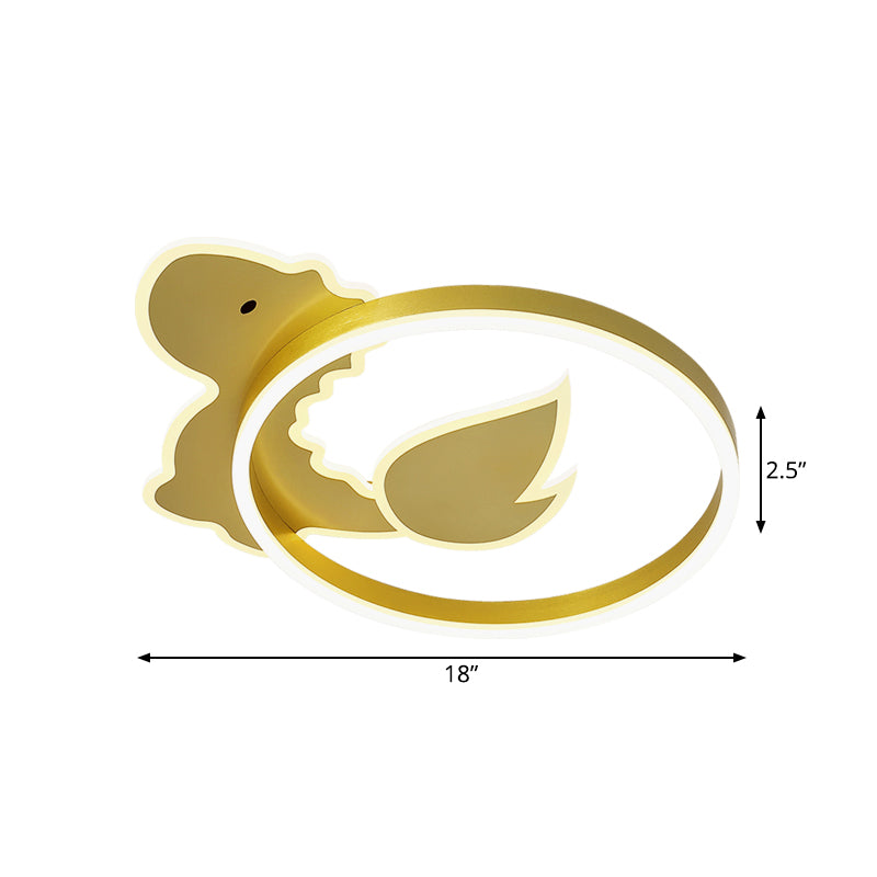 Dinosaur LED Flush Mount Ceiling Fixture Cartoon Acrylic Gold Flush Mounted Lamp in Warm/White Light for Baby Room