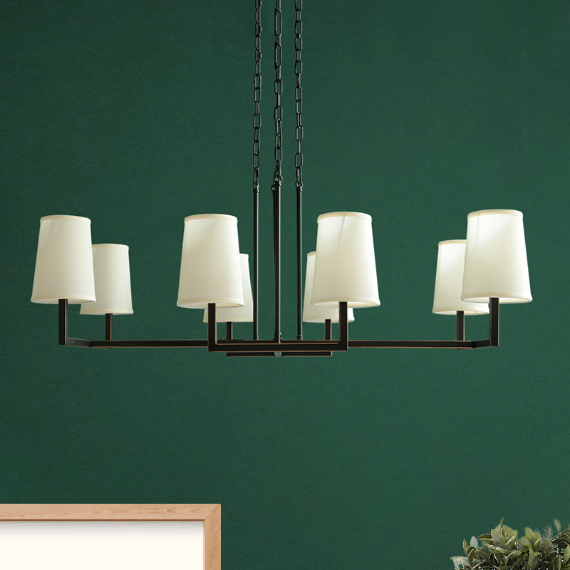 Blanc 6 bulbes suspendus lustre classique tissu conique pendule de pendule pour le salon