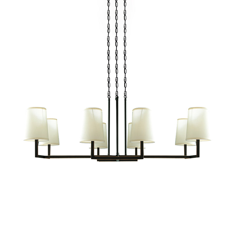 Blanc 6 bulbes suspendus lustre classique tissu conique pendule de pendule pour le salon