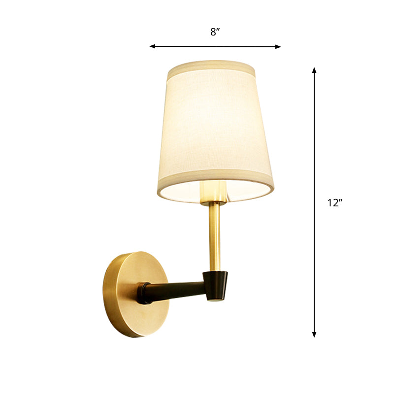 Traditional Tapered Wall Mount Light Fixture 1/2-Bulb Fabric Wall Sconce Lighting in Black