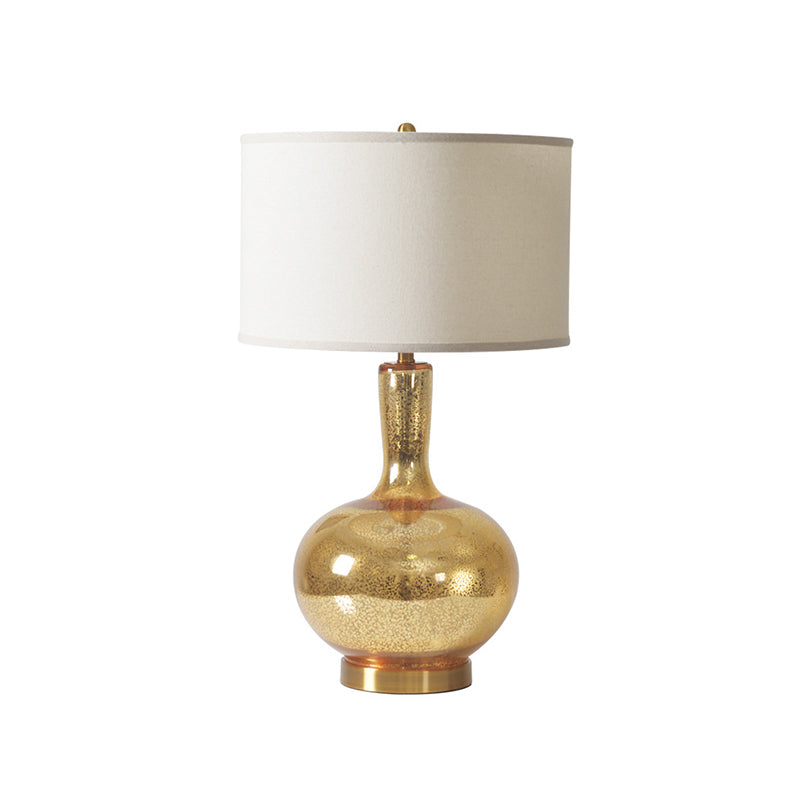 Vase Glashle Glass Night Light Country 1 dormitorio Night-Head Iluminación en oro con sombra de tela de cilindro