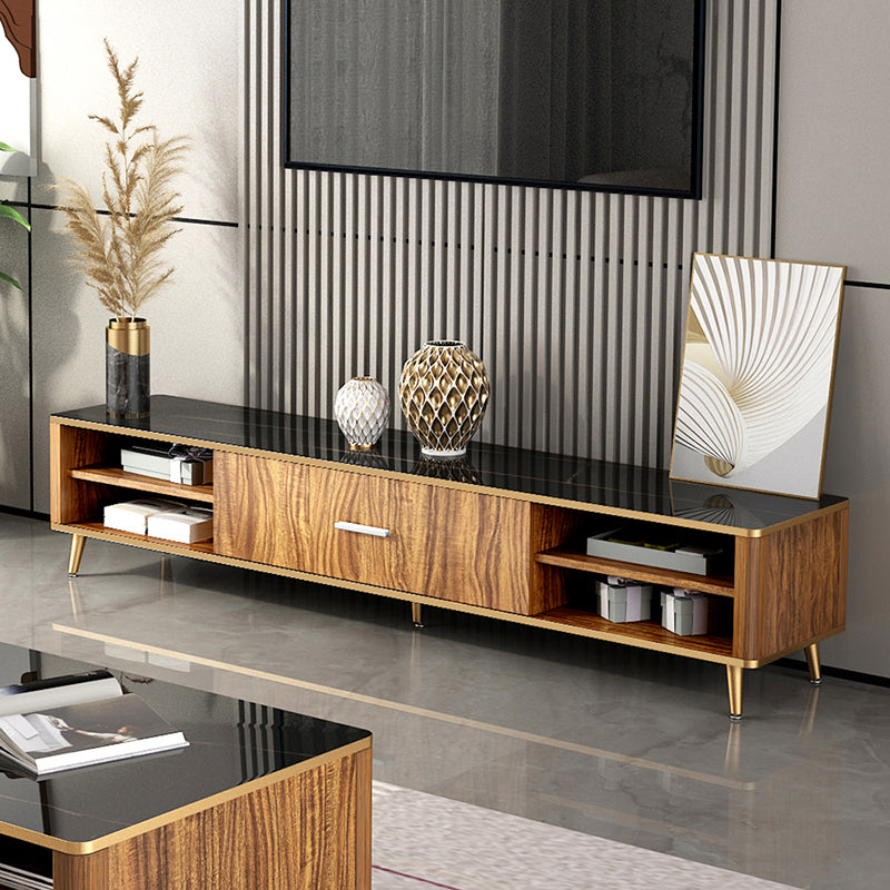 Glam Rectangle TV Stand Console with Golden Legs for Living Room