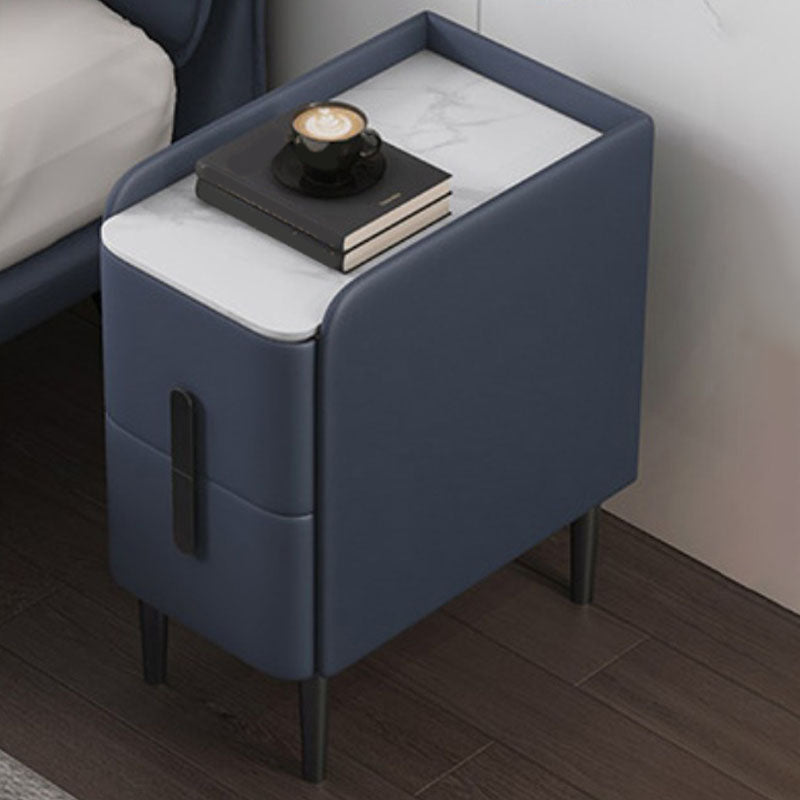 Contemporary Stone Bedside Cabinet with 2 Pine Drawers for Bedroom