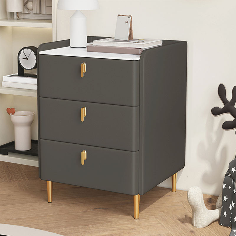 Contemporary Stone Bedside Cabinet with 3 Drawers for Bedroom